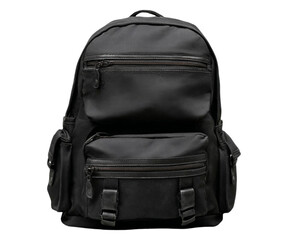 Naklejka premium Stylish black backpack with multiple compartments for travel and everyday use