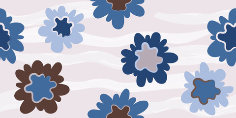 Vector Hand drawn colourful flowers, seamless patterns with floral, botanical for fabric, textiles, clothing, wrapping paper, backdrop, banner, illustration, abstract backgrounds.
