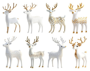Naklejka premium PNG Elegant festive reindeer figurines collection, element set on transparent background