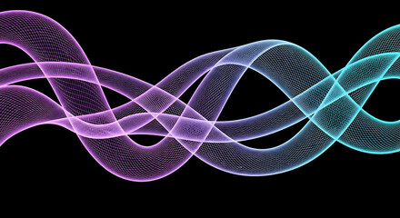 Dynamic neon light waves flow against a black background, perfect for modern tech, futuristic design, and creative projects