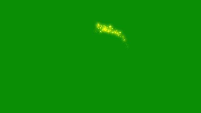 Sparkling twinkle stars animation with glitter particles, glowing sparkle trails, shimmering glitter dust motion, cartoon doodle twinkling star effect on chroma green screen background