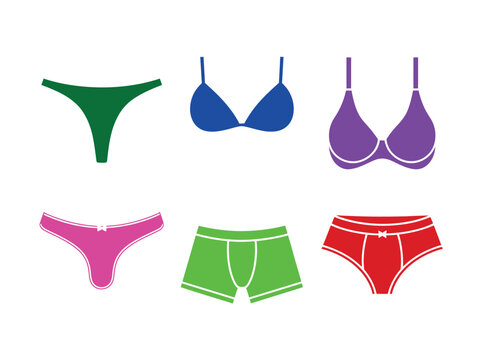 Colorful underwear and bra collection isolated on white background, a vibrant assortment of lingerie essentials
