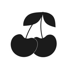 Black cherry silhouette vector &mdash; minimalist fruit shape for logos, icons, and design projects.
