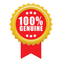 100% Genuine Parts Badge Vector Design for Authentic Product Label, Warranty Seal, and Quality Guarantee Tag