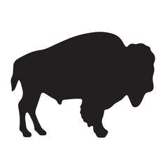 Bison silhouette icons set side, front, back, and top views