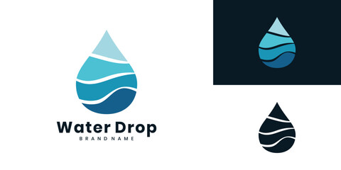 Pure natural water drop logo design