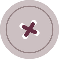Obraz premium Close Up Of A Round Mauve Sewing Button With Four Holes And Burgundy Thread In A Cross Shape Against A Transparent Background