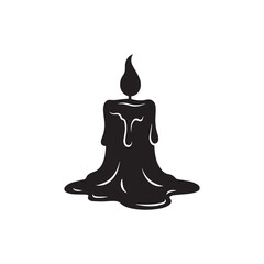 Melting Candle Ghost Silhouette Icon &ndash; Minimal Black Halloween Vector on White Background