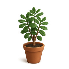 Obraz premium Potted green indoor plant in terracotta pot, PNG transparent background