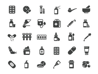 Set of Medicine Icons. Solid icon series