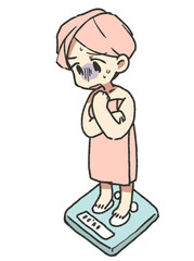 体重計に乗る女性