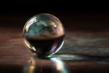 elegant glass sphere half illuminated in dark space embodying a refined fusion of luxury design and subtle melancholy concept