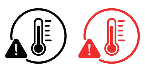 High Temperature Warning Icon Vector Illustration. Simple Protection Symbol for Heat, Danger, Overheating, and Safety Notices.