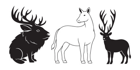 Three deer isolated on white background