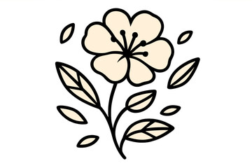 Obraz premium Elegant single flower design with thick outline and soft neutral color palette