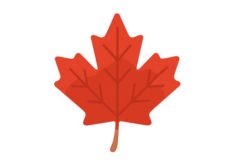 Stylized red maple leaf isolated on white symbolizing Canada and autumn foliage