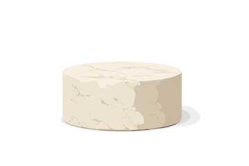 Luxurious beige marble cylindrical podium isolated on white background for product showcase