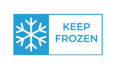 Blue and black “KEEP FROZEN” label designs with snowflake icons symbolizing cold storage, refrigeration, and frozen goods handling, ideal for packaging, logistics, or food safety purposes.
