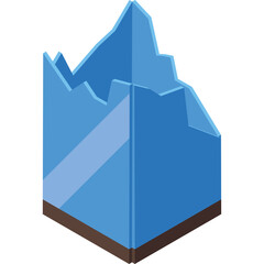 Abstract Blue Geometric Structure With Jagged Peaks On Brown Base Transparent Background