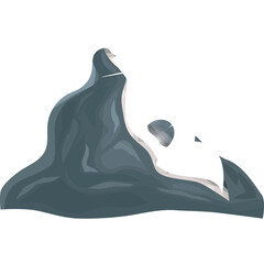 Abstract Blue Gray Mountain Peak With White Snow Highlights And Transparent Background Rendered In A Pixel Art Style