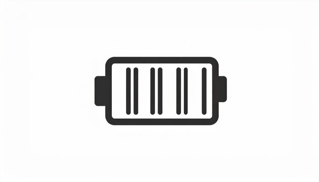 Battery with barcode vector icon, a symbol for digital commerce, power consumption data, and tracking