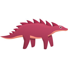 Cute Pink Dinosaur Illustration with Spikes on its Back and Tail on a Transparent Background