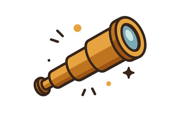 Shiny brass telescope or monocular device for observation and exploration