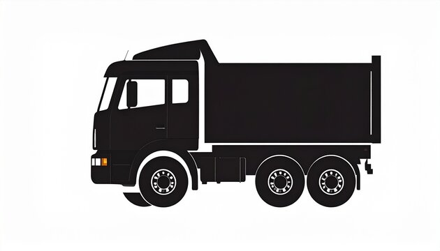 Silhouette of a Dump Truck Vector Illustration for Transportation and Construction