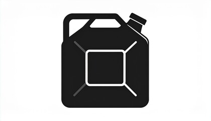 Simple black jerrycan icon for fuel and gasoline. Flat vector illustration of a canister for petrol or diesel isolated on a white background