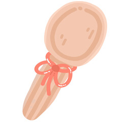 Wooden Spoon with Bow Illustration
