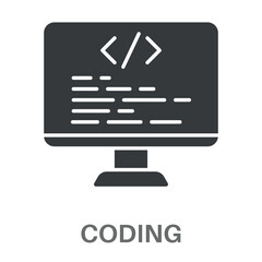 Coding Simple Style Glyph Design Vector 