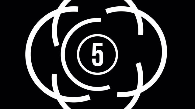 Futuristic 10 Second Countdown Animation. Digital Circle Timer with Abstract Rotating Elements and Alpha Channel Transparency.