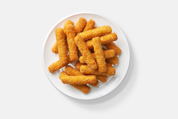 A plate of crispy golden brown chicken nugget sticks