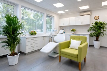 Fototapeta premium Modern dental clinic interior with waiting chair