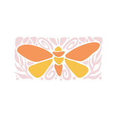 Stylized Moth Illustration with Ornate Background.