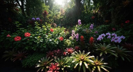 Lush Sunlit Garden Filled With