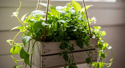 Hanging potted plant with vibrant greenery for home decor and indoor gardening inspiration