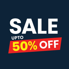 Sale Banner Design – Up to 50% Off Discount Promotion Vector Illustration