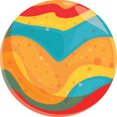 Abstract Colorful Orb with Wavy Patterns and Speckled Texture on Transparent Background Abstract Art Globe Sphere Round Shape Vivid Colors