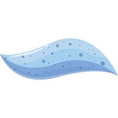Abstract blue wave with small dots pattern isolated on transparent background smooth flowing curves