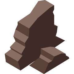 Abstract Brown Rock Formation With Jagged Edges On Transparent Background Isometric 3D Render