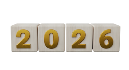 2026 New Year 3D Luxury Concept with Gold Numbers