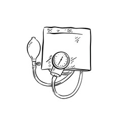 Blood pressure monitor hand drawn in black line
