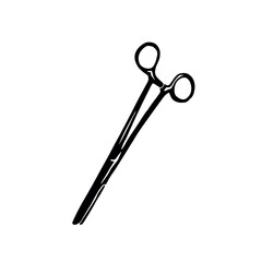 Doctors scissors used to cut bandages at a hospital.