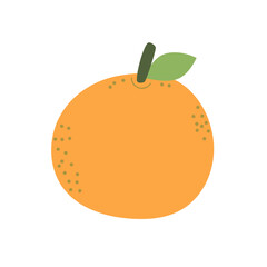 Cute simple orange vector illustration — minimalist fruit design for children’s books, stickers, and packaging.