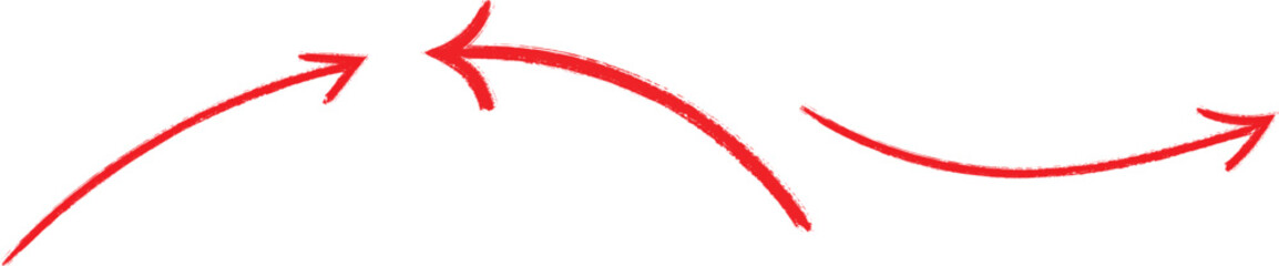 Hand-Drawn Red Curved Arrow Set