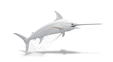 Obraz premium A magnificent silver marlin leaps from the water showcasing its powerful silhouette gracefully