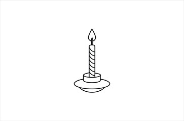 Simple line drawing of a lit candle on a small dish