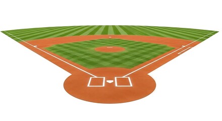 Baseball field perspective creates an idealized view for athletic marketing or sports themed