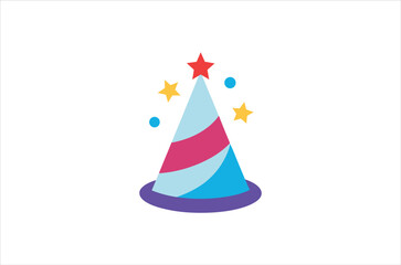 A colorful party hat with stars a simple festive illustration